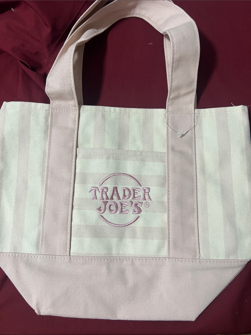 Trader Joe's Pink Striped Canvas Tote